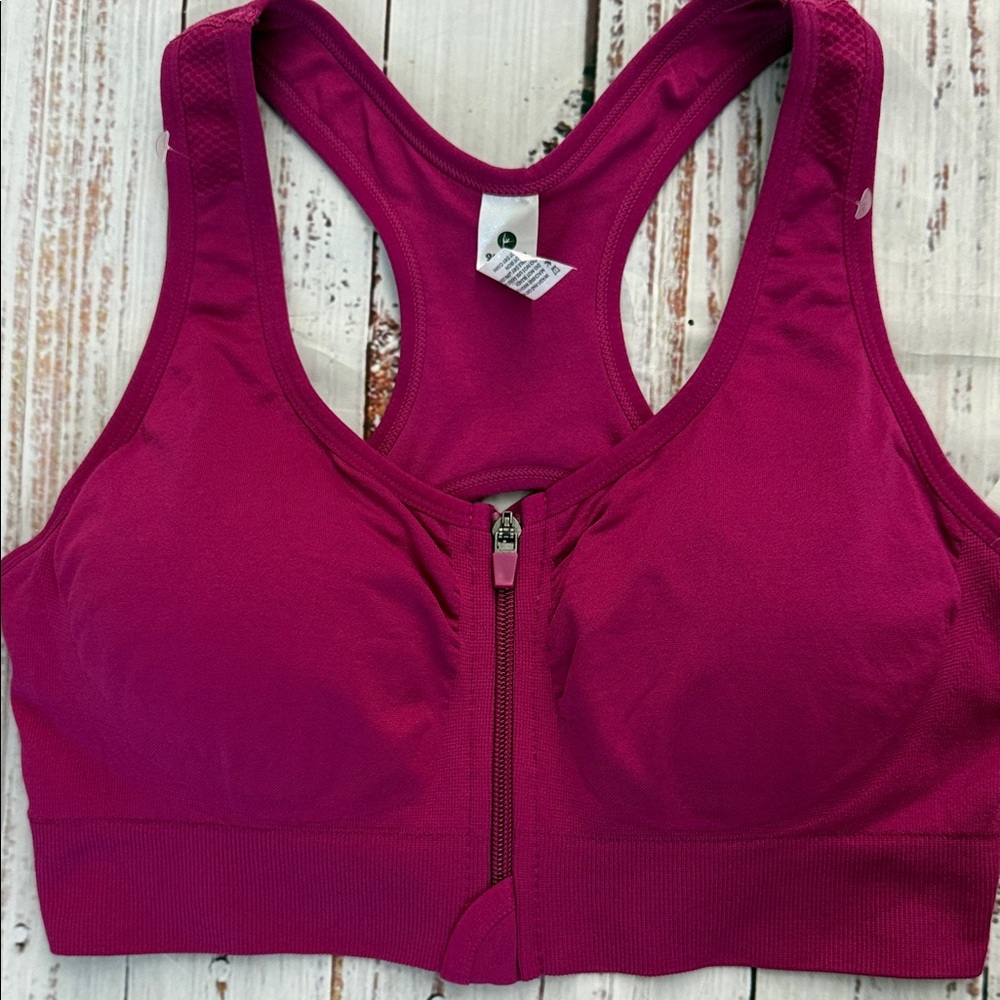 90 Degree By Reflex Fuchsia Front-Zip Racerback Sports Bra XL NWT - Picture 3 of 11